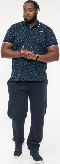 D555 OAKLEY AOP Jersey Polo With Jacquard Collar, Ribs And Chest Pocket Navy - Polos - Polos 2XL-8XL