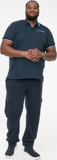 D555 OAKLEY AOP Jersey Polo With Jacquard Collar, Ribs And Chest Pocket Navy - Polos - Polos 2XL-8XL