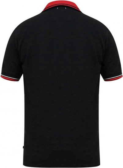 D555 CHESTER Pique Polo With Red Collar With Tipping Detail And Chest Embroidery Black - Polos - Polos 2XL-8XL