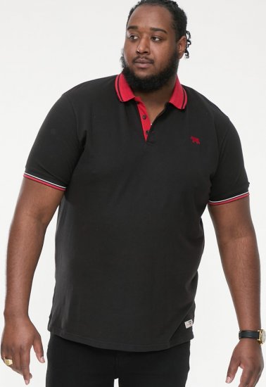 D555 CHESTER Pique Polo With Red Collar With Tipping Detail And Chest Embroidery Black - Polos - Polos 2XL-8XL