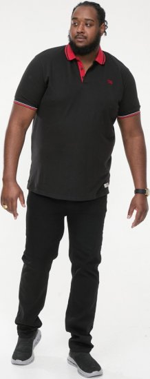 D555 CHESTER Pique Polo With Red Collar With Tipping Detail And Chest Embroidery Black - Polos - Polos 2XL-8XL