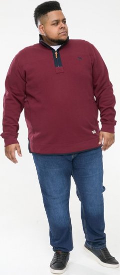 D555 HIRALDO Quarter Neck Pique Fleece Sweatshirt With Chest Embroidery Red - Sudaderas - Sudaderas 2XL-12XL