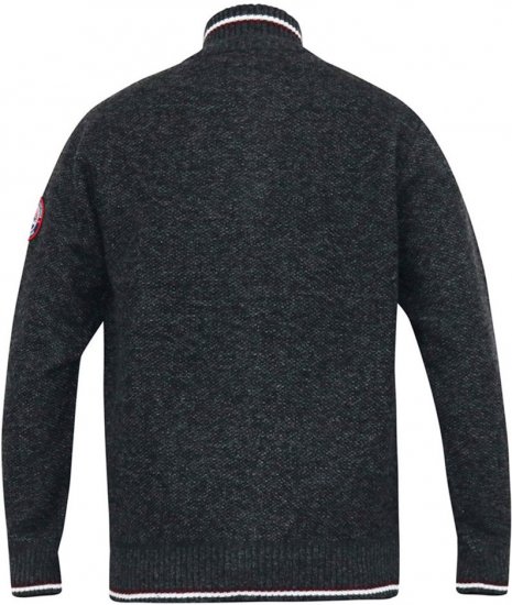 D555 ABERDARE Knitted Zip Through Sweater With Bonded Check Lining Charcoal Marl - Sudaderas - Sudaderas 2XL-12XL