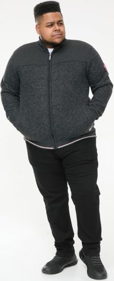 D555 ABERDARE Knitted Zip Through Sweater With Bonded Check Lining Charcoal Marl - Sudaderas - Sudaderas 2XL-12XL