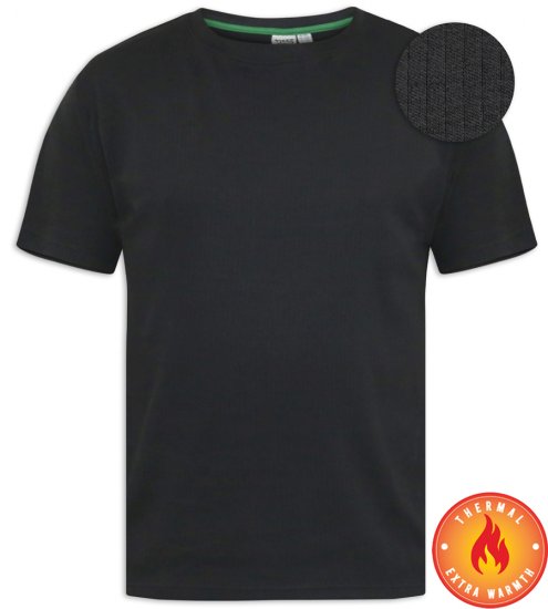 D555 Motherwell Thermal Short Sleeve T-Shirt Black - Ropa interior - Ropa interior 2XL-8XL