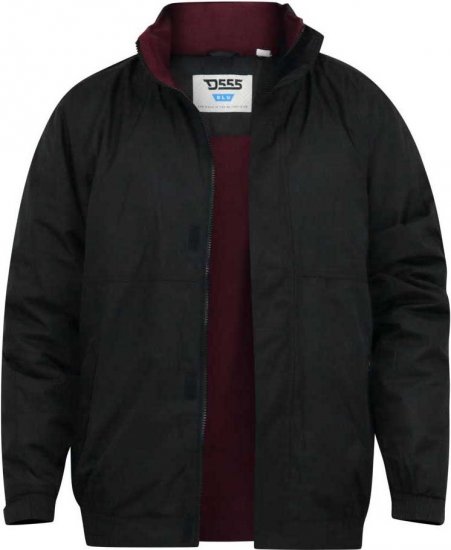 D555 Rudy Showerproof Fleece Lined Jacket With Packaway Hood - Black - Chaquetas - Chaquetas Tallas Grandes 2XL-8XL