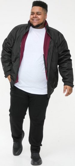D555 Rudy Showerproof Fleece Lined Jacket With Packaway Hood - Black - Chaquetas - Chaquetas Tallas Grandes 2XL-8XL