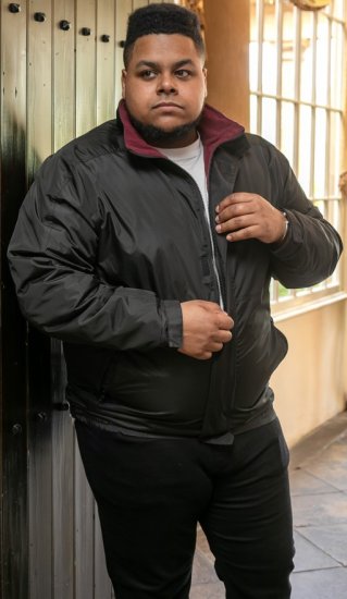 D555 Rudy Showerproof Fleece Lined Jacket With Packaway Hood - Black - Chaquetas - Chaquetas Tallas Grandes 2XL-8XL