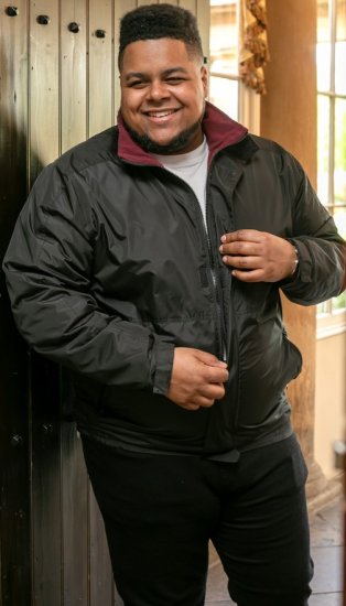 D555 Rudy Showerproof Fleece Lined Jacket With Packaway Hood - Black - Chaquetas - Chaquetas Tallas Grandes 2XL-8XL