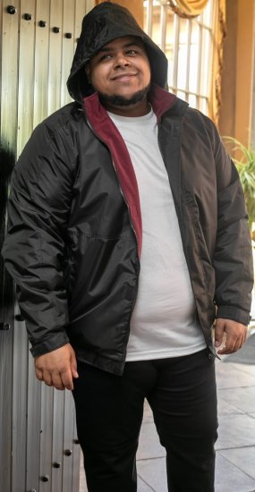 D555 Rudy Showerproof Fleece Lined Jacket With Packaway Hood - Black - Chaquetas - Chaquetas Tallas Grandes 2XL-8XL