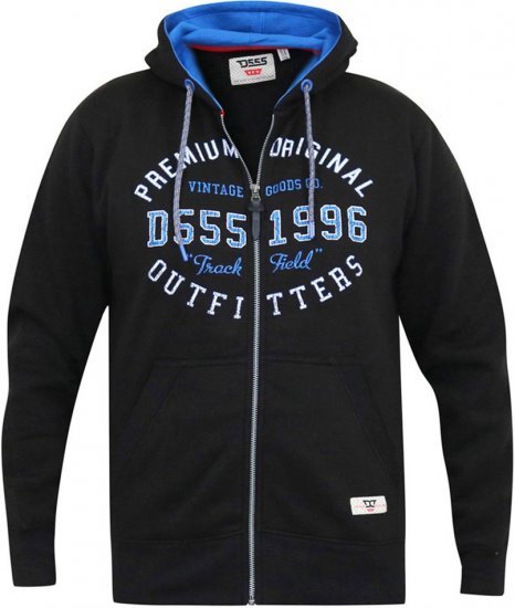 D555 LINGARD Full Zip Hoody With Original Chest Print Black - Sudaderas - Sudaderas 2XL-12XL