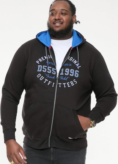 D555 LINGARD Full Zip Hoody With Original Chest Print Black - Sudaderas - Sudaderas 2XL-12XL