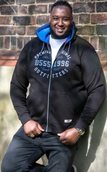 D555 LINGARD Full Zip Hoody With Original Chest Print Black - Sudaderas - Sudaderas 2XL-12XL