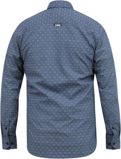 D555 MANGALA Geometric AOP Long Sleeve Shirt With Concealed Button Down Collar Navy - Camisas - Camisas 2XL-10XL