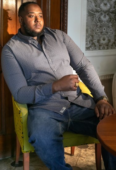 D555 MORGAN Micro AOP Long Sleeve Shirt With Concealed Button Down Collar Navy - Camisas - Camisas 2XL-10XL