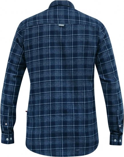 D555 SONNY Navy Check Long Sleeve Shirt With Chest Patch Pocket & Button Down Collar Navy Check - Camisas - Camisas 2XL-10XL