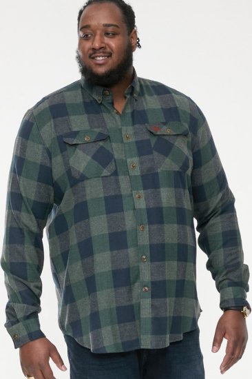 D555 GARFIELD Check Overshirt With Two Patch Pockets & Button Down Collar Navy - Camisas - Camisas 2XL-10XL