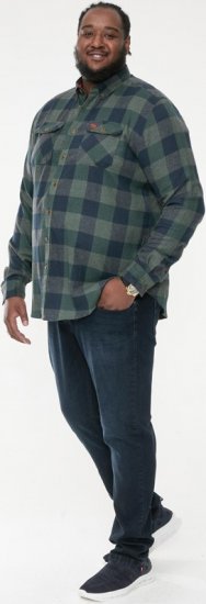 D555 GARFIELD Check Overshirt With Two Patch Pockets & Button Down Collar Navy - Camisas - Camisas 2XL-10XL