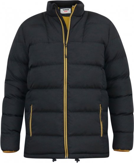 D555 CRISTIANO Puffer Jacket With Binding On Cuffs And Embroidery Badge On Sleeve Black - Chaquetas - Chaquetas Tallas Grandes 2XL-8XL