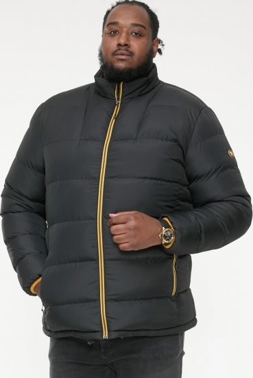 D555 CRISTIANO Puffer Jacket With Binding On Cuffs And Embroidery Badge On Sleeve Black - Chaquetas - Chaquetas Tallas Grandes 2XL-8XL