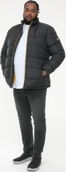 D555 CRISTIANO Puffer Jacket With Binding On Cuffs And Embroidery Badge On Sleeve Black - Chaquetas - Chaquetas Tallas Grandes 2XL-8XL