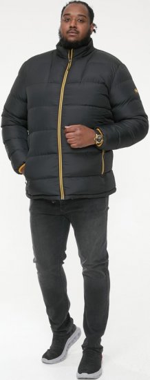 D555 CRISTIANO Puffer Jacket With Binding On Cuffs And Embroidery Badge On Sleeve Black - Chaquetas - Chaquetas Tallas Grandes 2XL-8XL