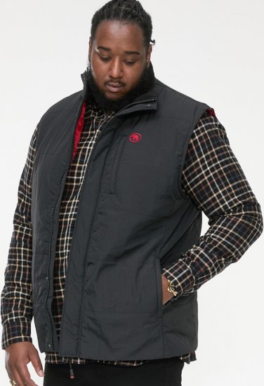 D555 FELIPE Zip Through Padded Gilet With Contrast Colour Lining And Rubber Badge Black - Chaquetas - Chaquetas Tallas Grandes 2XL-8XL