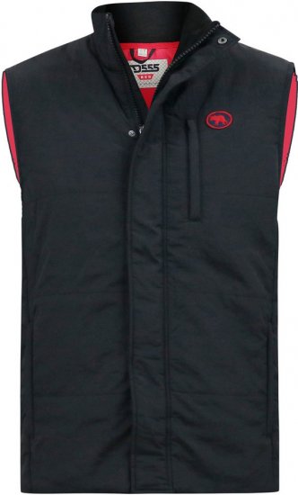 D555 FELIPE Zip Through Padded Gilet With Contrast Colour Lining And Rubber Badge Black - Chaquetas - Chaquetas Tallas Grandes 2XL-8XL