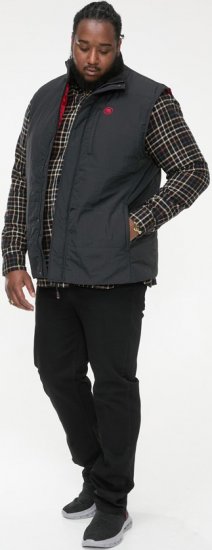 D555 FELIPE Zip Through Padded Gilet With Contrast Colour Lining And Rubber Badge Black - Chaquetas - Chaquetas Tallas Grandes 2XL-8XL