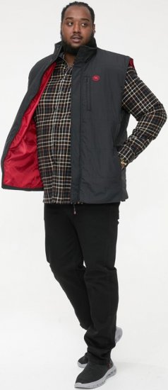 D555 FELIPE Zip Through Padded Gilet With Contrast Colour Lining And Rubber Badge Black - Chaquetas - Chaquetas Tallas Grandes 2XL-8XL