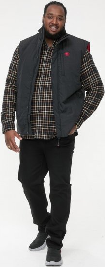 D555 FELIPE Zip Through Padded Gilet With Contrast Colour Lining And Rubber Badge Black - Chaquetas - Chaquetas Tallas Grandes 2XL-8XL