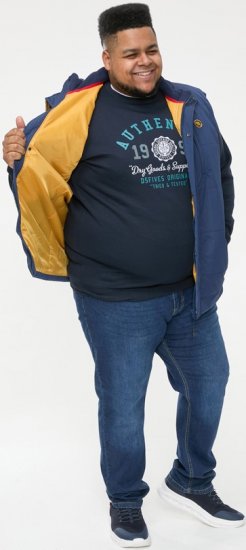 D555 FELIPE Zip Through Padded Gilet With Contrast Colour Lining And Rubber Badge Navy - Chaquetas - Chaquetas Tallas Grandes 2XL-8XL