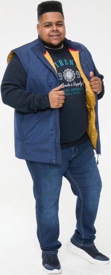 D555 FELIPE Zip Through Padded Gilet With Contrast Colour Lining And Rubber Badge Navy - Chaquetas - Chaquetas Tallas Grandes 2XL-8XL