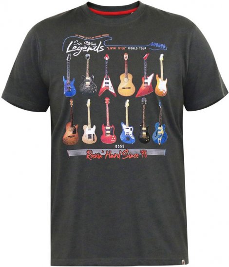 D555 JAIDEN Legends Guitar Printed Crew Neck T-Shirt Khaki - Camisetas - Camisetas - 2XL-14XL