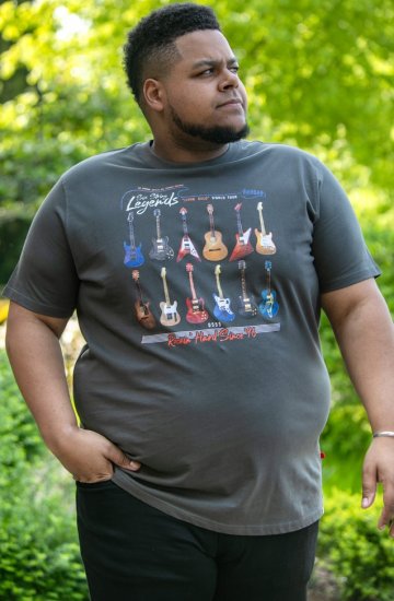 D555 JAIDEN Legends Guitar Printed Crew Neck T-Shirt Khaki - Camisetas - Camisetas - 2XL-14XL