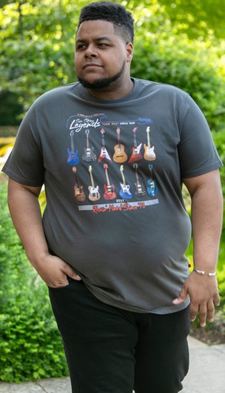 D555 JAIDEN Legends Guitar Printed Crew Neck T-Shirt Khaki - Camisetas - Camisetas - 2XL-14XL