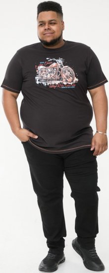 D555 LORNE Motor Bike Splatter Printed Crew Neck T-Shirt Washed Black - Camisetas - Camisetas - 2XL-14XL