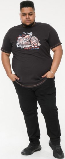D555 LORNE Motor Bike Splatter Printed Crew Neck T-Shirt Washed Black - Camisetas - Camisetas - 2XL-14XL