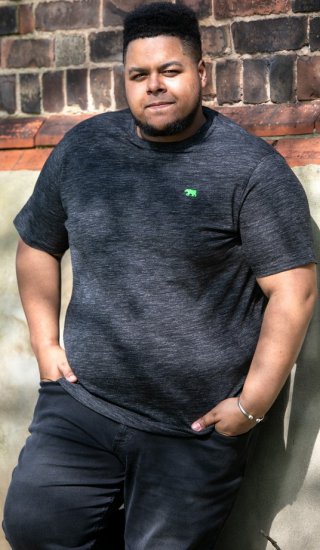 D555 ORSTON Reno Fabric Crew Neck T-Shirt With Chest Embroidery Black Reno - Camisetas - Camisetas - 2XL-14XL