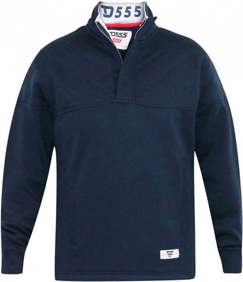 D555 SWANN Quarter Neck Sweatshirt With Quilted Top Panel Navy - Sudaderas - Sudaderas 2XL-12XL