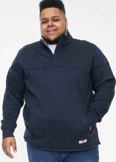 D555 SWANN Quarter Neck Sweatshirt With Quilted Top Panel Navy - Sudaderas - Sudaderas 2XL-12XL