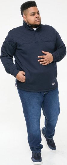 D555 SWANN Quarter Neck Sweatshirt With Quilted Top Panel Navy - Sudaderas - Sudaderas 2XL-12XL