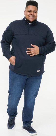 D555 SWANN Quarter Neck Sweatshirt With Quilted Top Panel Navy - Sudaderas - Sudaderas 2XL-12XL