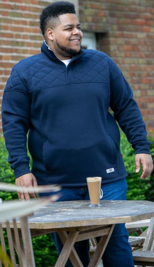 D555 SWANN Quarter Neck Sweatshirt With Quilted Top Panel Navy - Sudaderas - Sudaderas 2XL-12XL