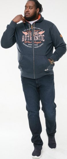 D555 HAMILTON Full Zip Hoody With Authentic 1996 Chest Print Denim - Sudaderas - Sudaderas 2XL-12XL
