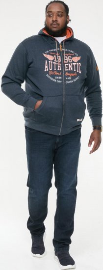 D555 HAMILTON Full Zip Hoody With Authentic 1996 Chest Print Denim - Sudaderas - Sudaderas 2XL-12XL