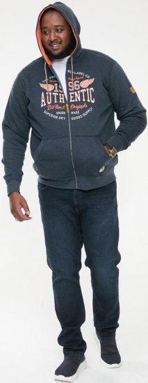 D555 HAMILTON Full Zip Hoody With Authentic 1996 Chest Print Denim - Sudaderas - Sudaderas 2XL-12XL