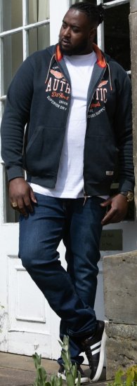 D555 HAMILTON Full Zip Hoody With Authentic 1996 Chest Print Denim - Sudaderas - Sudaderas 2XL-12XL