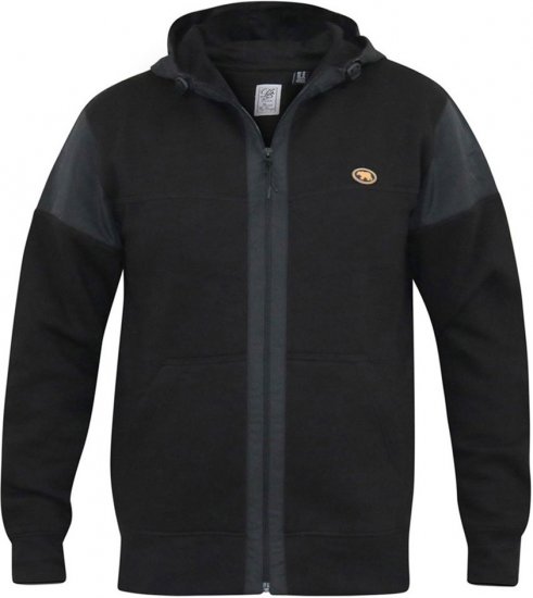 D555 DEAN Couture Zip Through Hoody With Woven Contrast Fabric Trim Black - Sudaderas - Sudaderas 2XL-12XL
