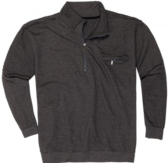 Adamo Athen Sweatshirt Half Zipper Charocal - Sudaderas - Sudaderas 2XL-12XL